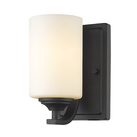 Z-Lite Bordeaux 1 Light Wall Sconce, Bronze & Matte Opal 435-1S-BRZ